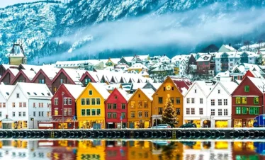 Colourful waterfront city on the west coast of Norway, Scandinavia