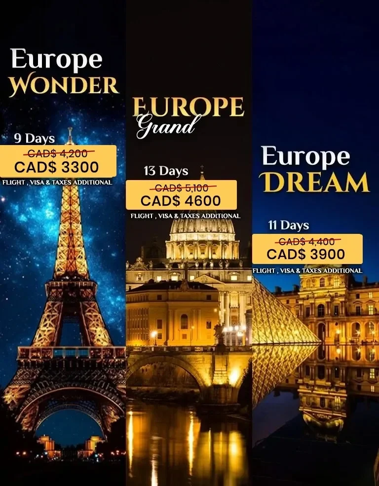 Europe Tour Packages – Europe Wonder, Europe Grand and Europe Dream Holidays