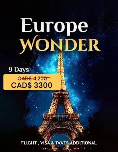 Europe Wonder 9 Days Tour Package – Eiffel Tower Paris at Night