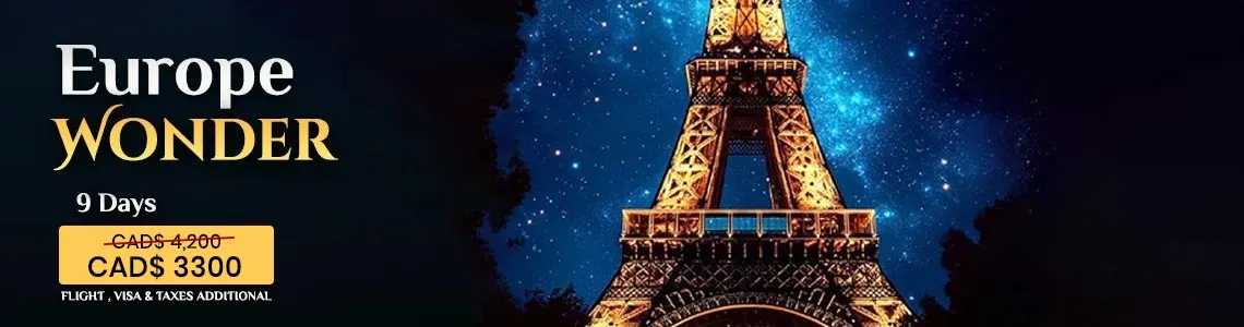 Europe Wonder 9 Days Tour Package – Eiffel Tower Paris at Night